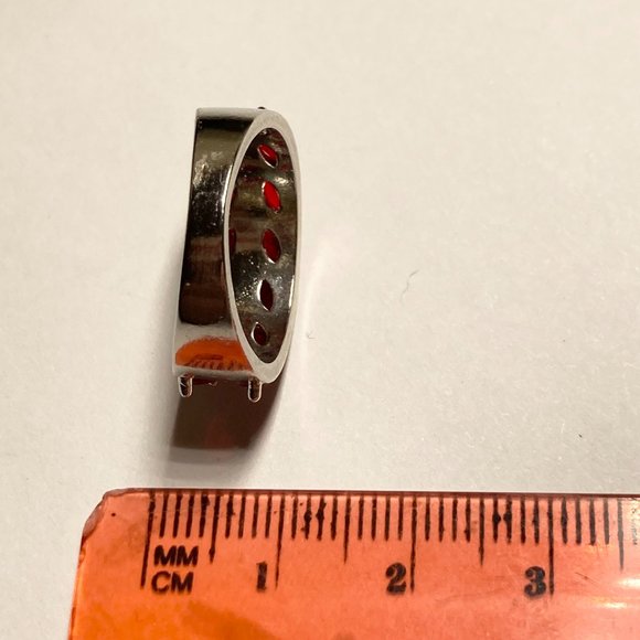 Silver Ruby Red Cubic Zirconia Anniversary Ring Size 7 Plated Simulated - Picture 9 of 9